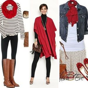 Red knit poncho/cape